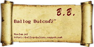 Ballog Bulcsú névjegykártya